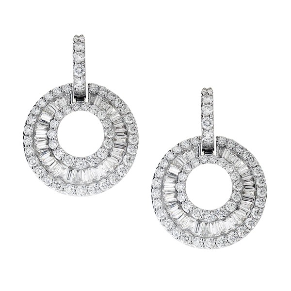 18K Diamond Circle Drop Earrings